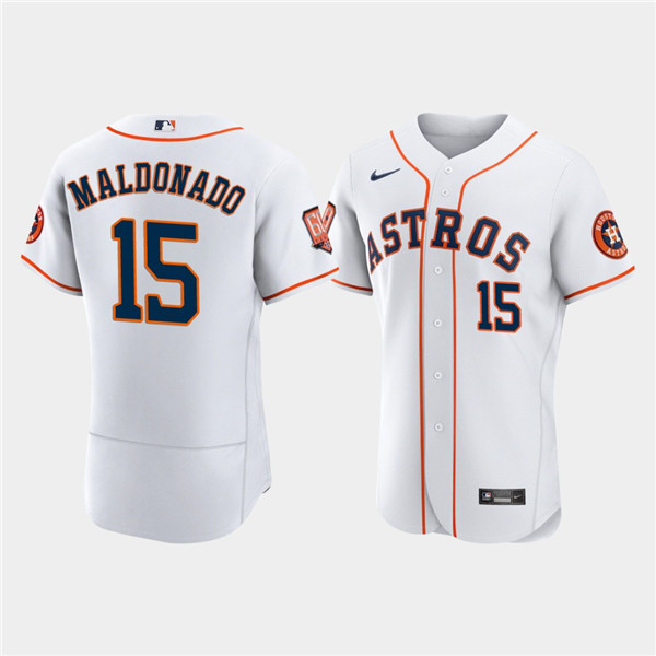 Men's Houston Astros #15 Martín Maldonado White 60th Anniversary Flex Base Stitched Baseball Jersey Men's Houston Astros #15 Martín Maldonado White 60th Anniversary Flex Base Stitched Baseball Jersey